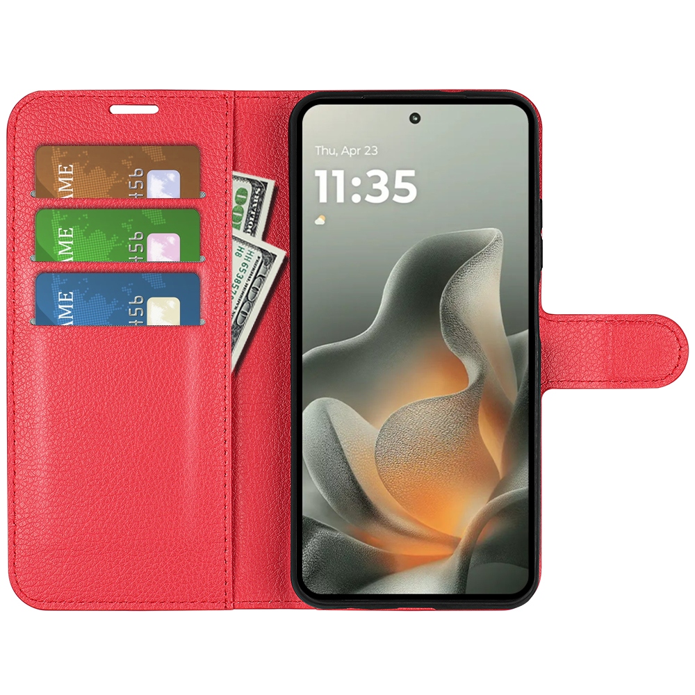 Litchi knižkové púzdro na Motorola Edge 70 5G - červené