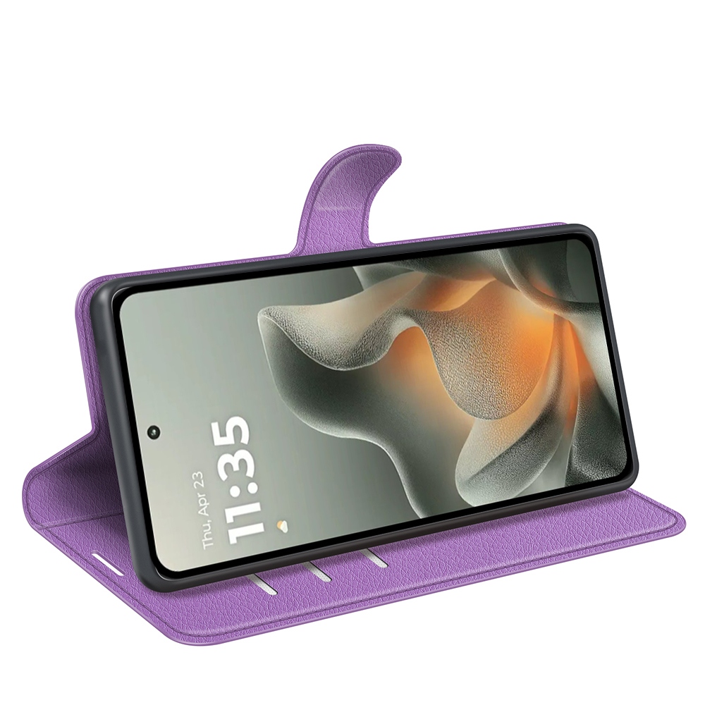 Litchi knižkové púzdro na Motorola Edge 70 5G - fialové