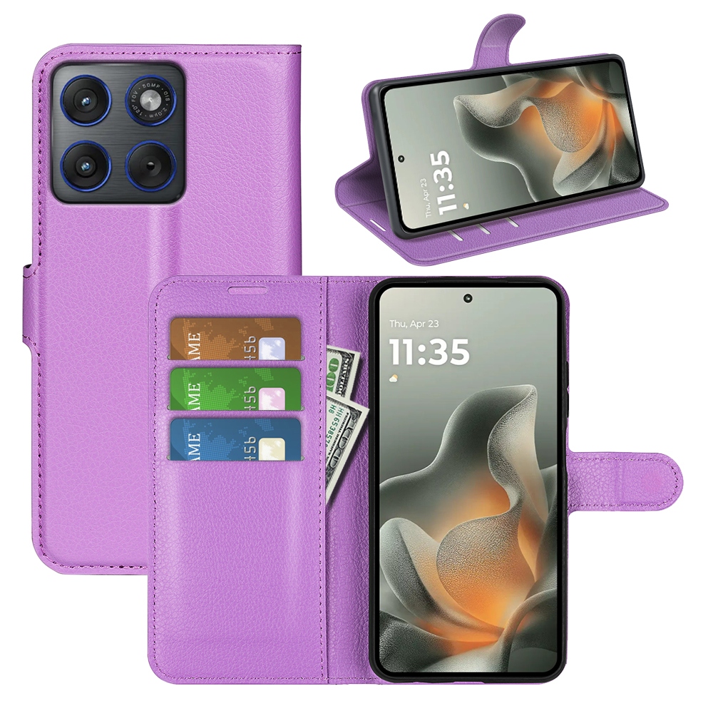 Litchi knižkové púzdro na Motorola Edge 70 5G - fialové