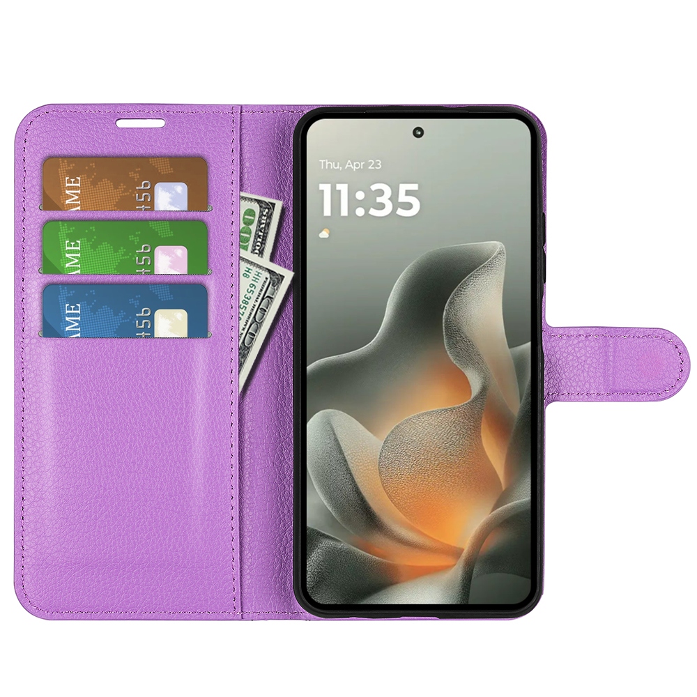 Litchi knižkové púzdro na Motorola Edge 70 5G - fialové