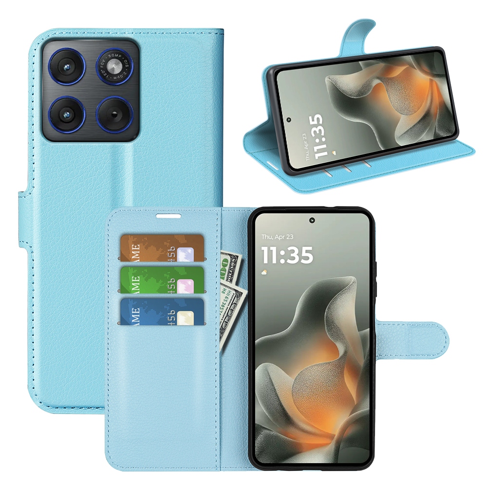 Litchi knižkové púzdro na Motorola Edge 70 5G - modré
