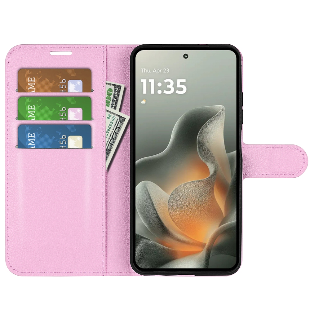 Litchi knižkové púzdro na Motorola Edge 70 5G - ružové