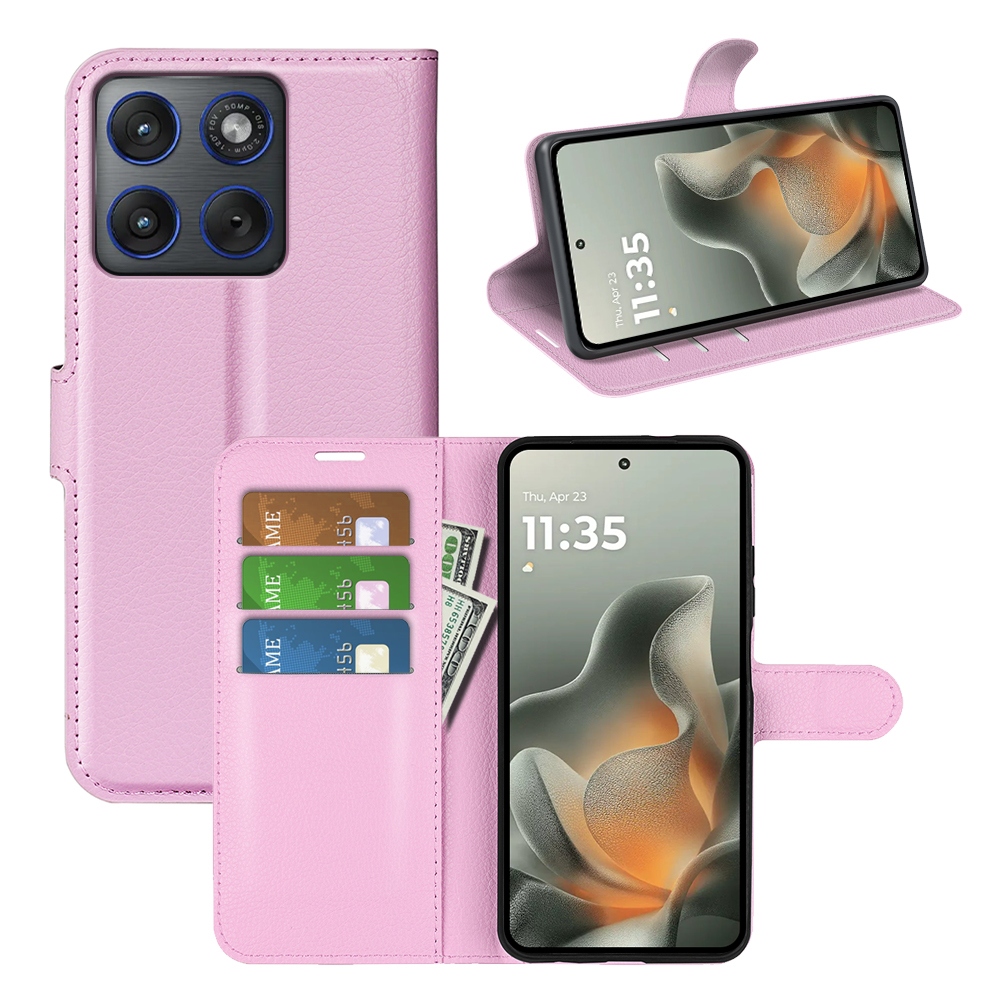 Litchi knižkové púzdro na Motorola Edge 70 5G - ružové