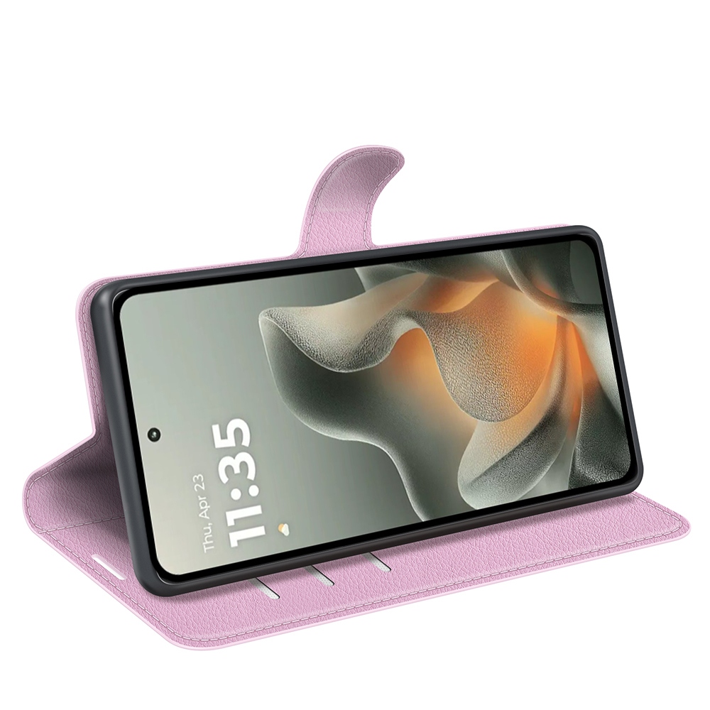 Litchi knižkové púzdro na Motorola Edge 70 5G - ružové