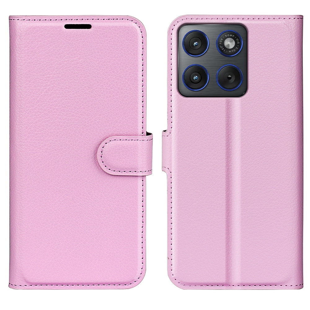 Litchi knižkové púzdro na Motorola Edge 70 5G - ružové