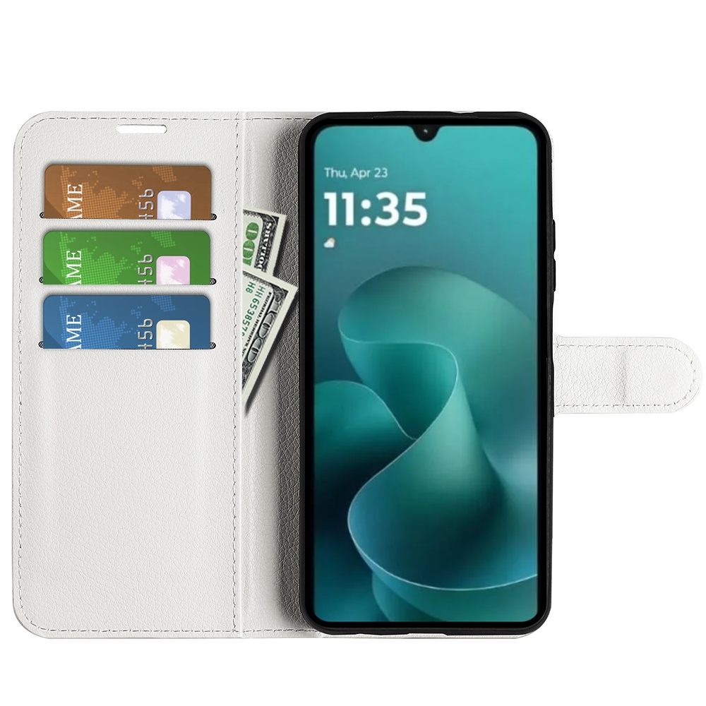 Litchi knižkové púzdro na Motorola Moto G06 - biele