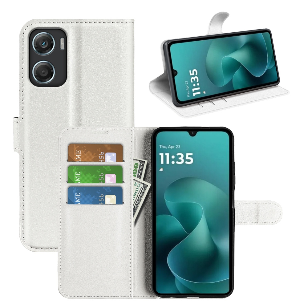 Litchi knižkové púzdro na Motorola Moto G06 - biele