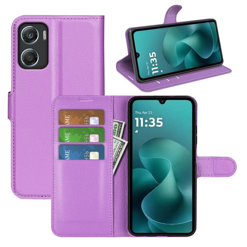 Litchi knižkové púzdro na Motorola Moto G06 - fialové