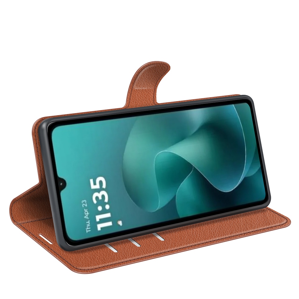 Litchi knižkové púzdro na Motorola Moto G06 - hnedé