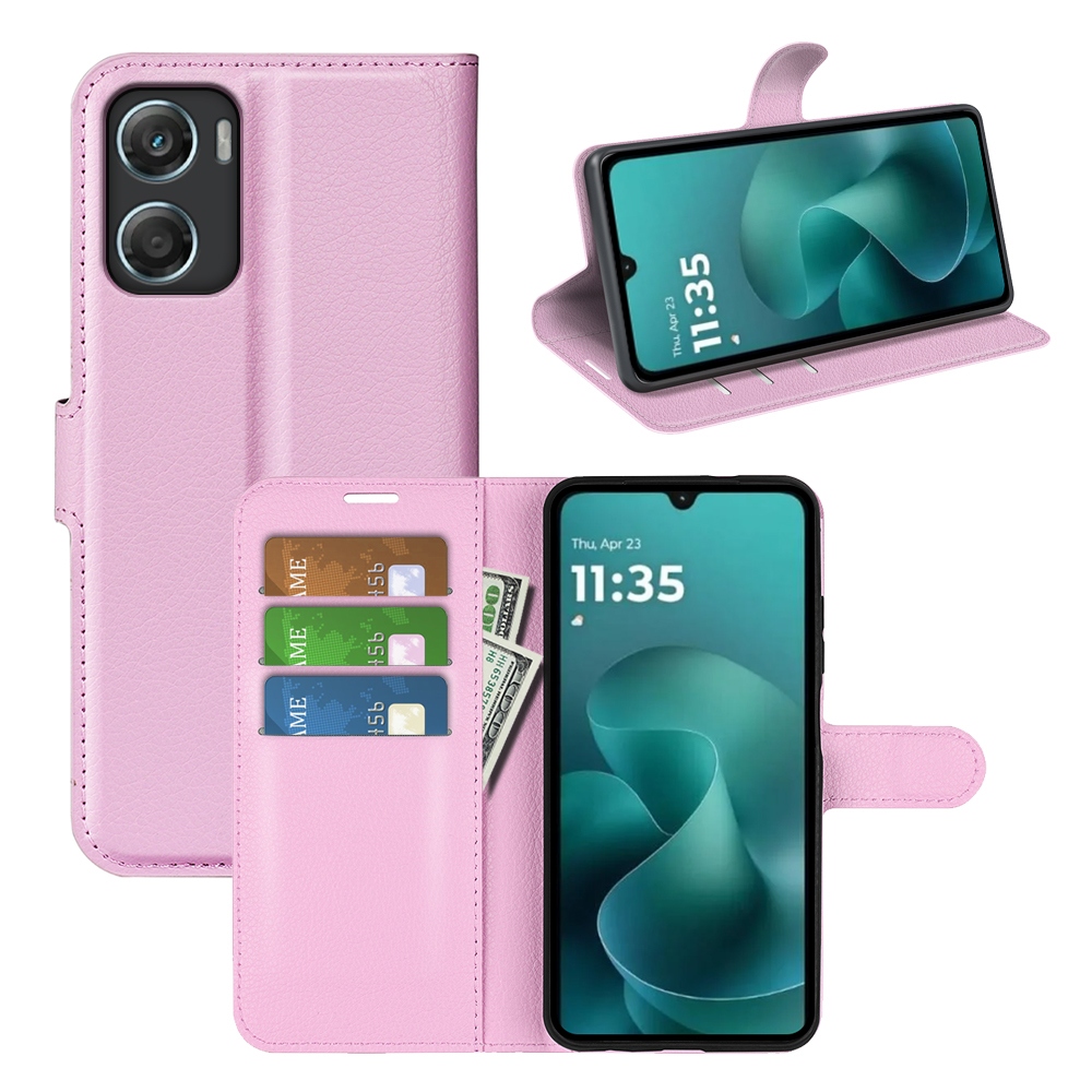 Litchi knižkové púzdro na Motorola Moto G06 - ružové