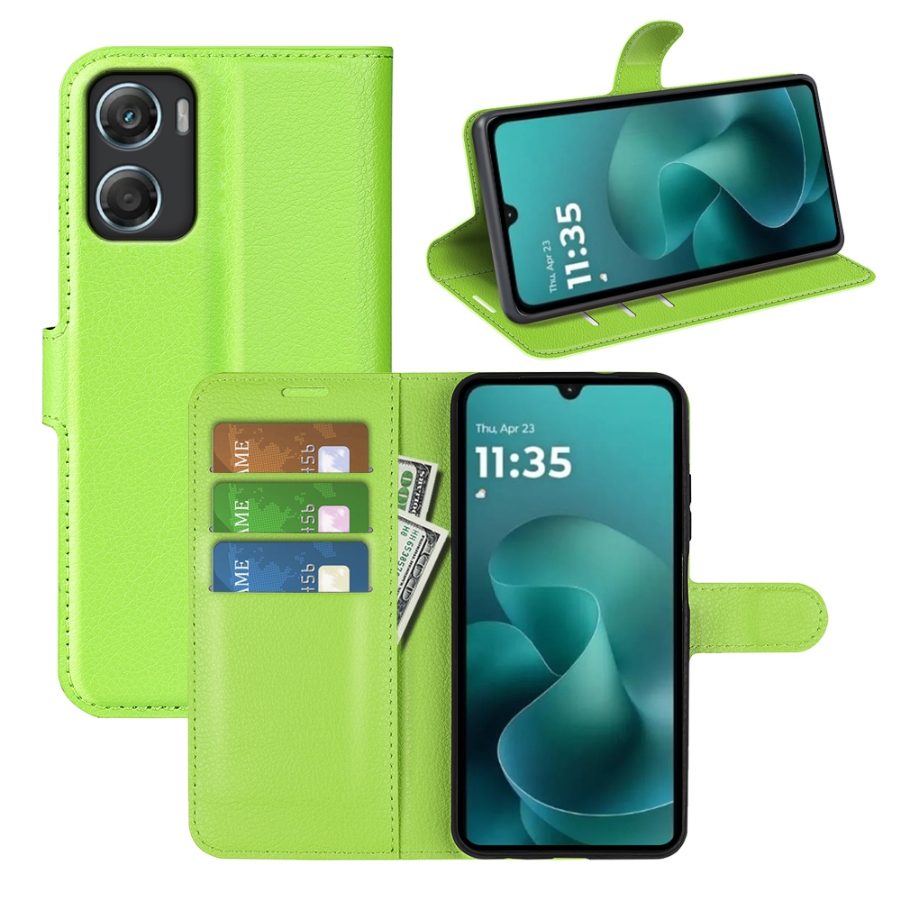 Litchi knižkové púzdro na Motorola Moto G06 - zelené