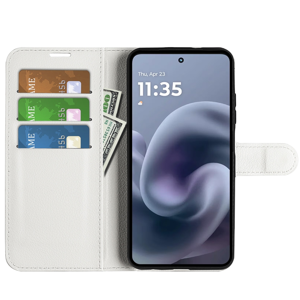 Litchi knižkové púzdro na Motorola Moto G86 5G - biele