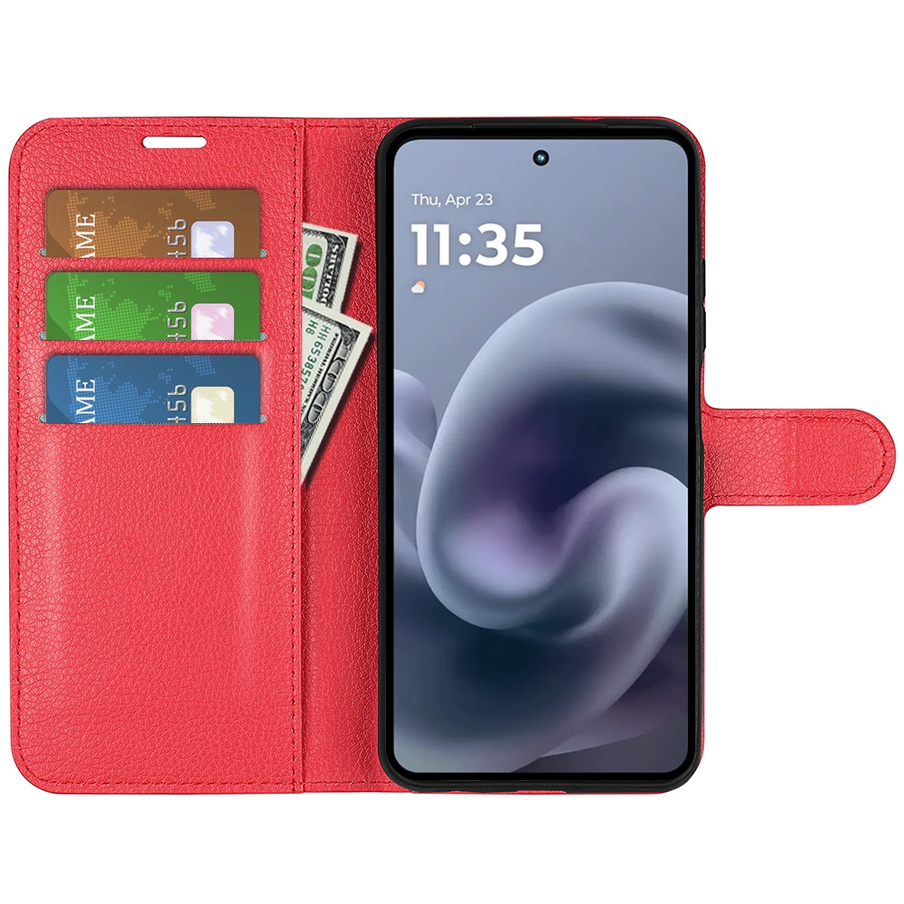 Litchi knižkové púzdro na Motorola Moto G86 5G - červené