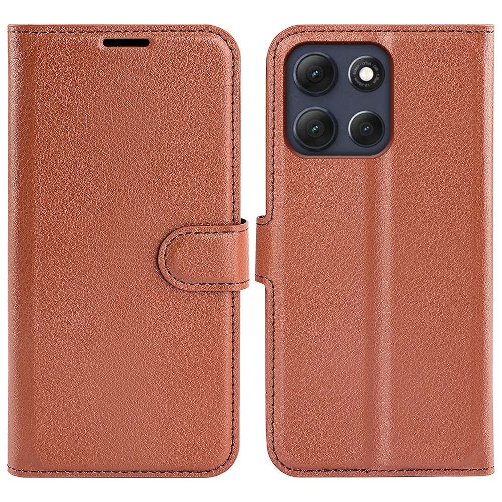 Litchi knižkové púzdro na Motorola Moto G86 5G - hnedé