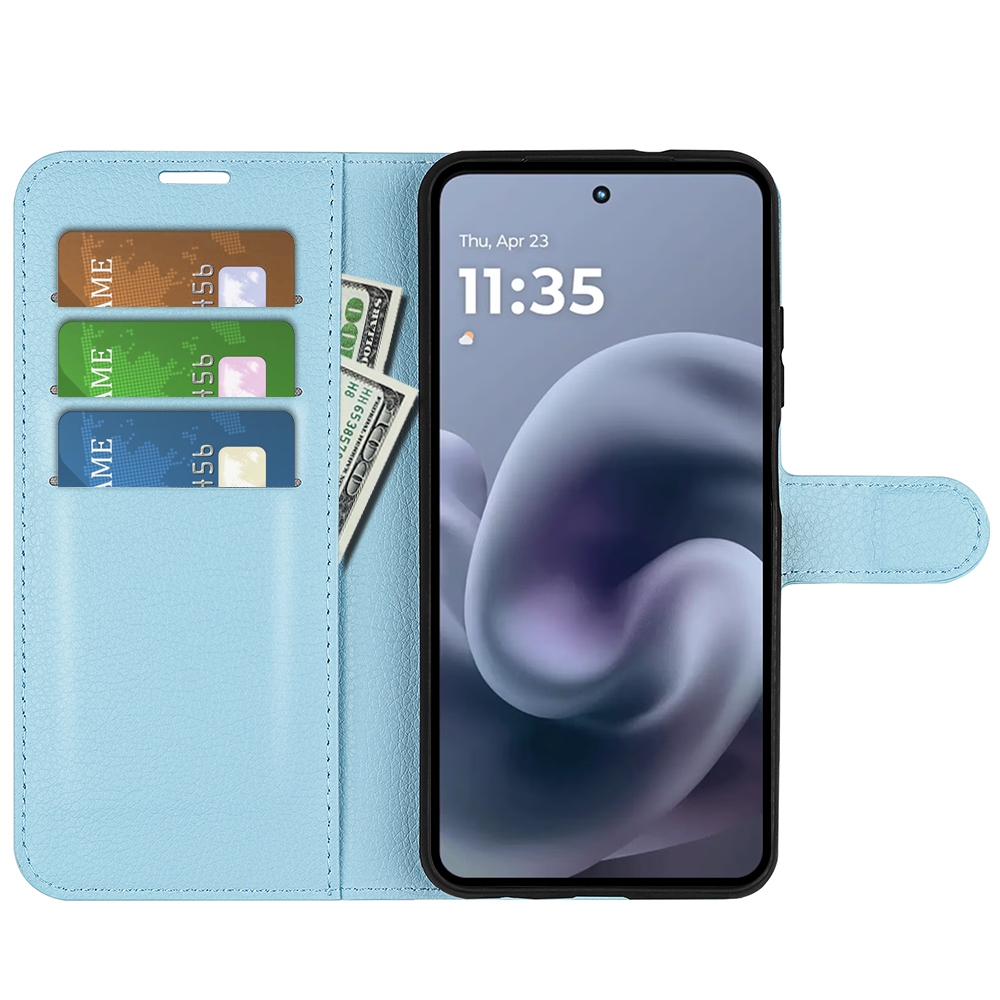 Litchi knižkové púzdro na Motorola Moto G86 5G - modré