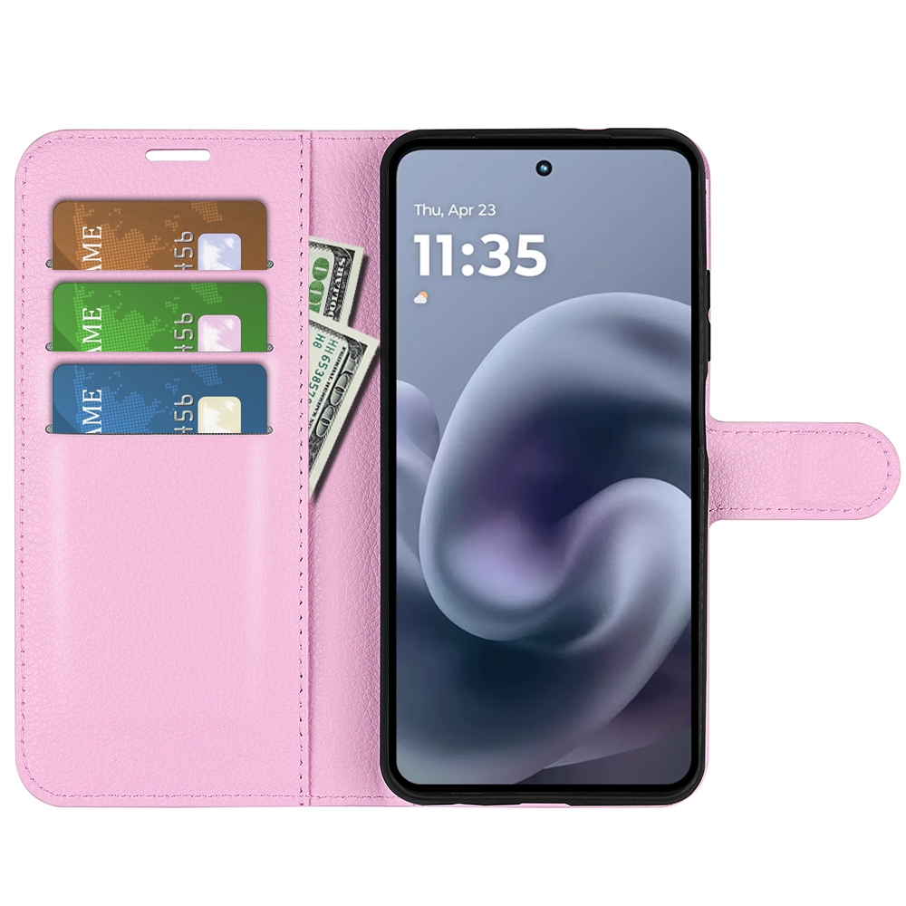 Litchi knižkové púzdro na Motorola Moto G86 5G - ružové