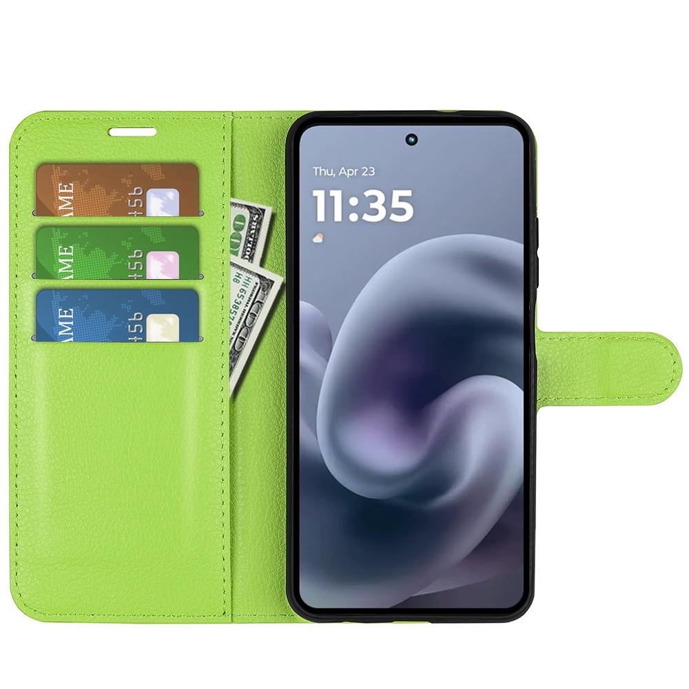 Litchi knižkové púzdro na Motorola Moto G86 5G - zelené