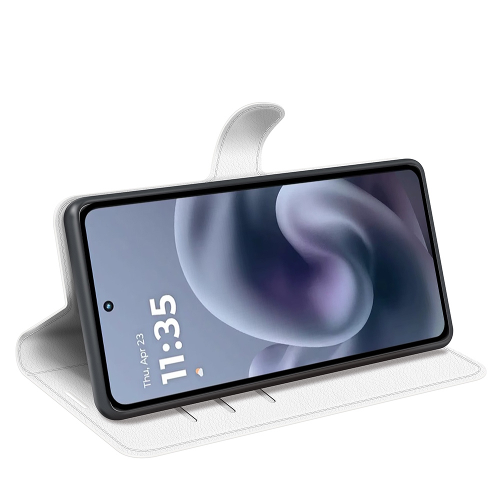 Litchi knižkové púzdro na Motorola Moto G86 Power 5G - biele