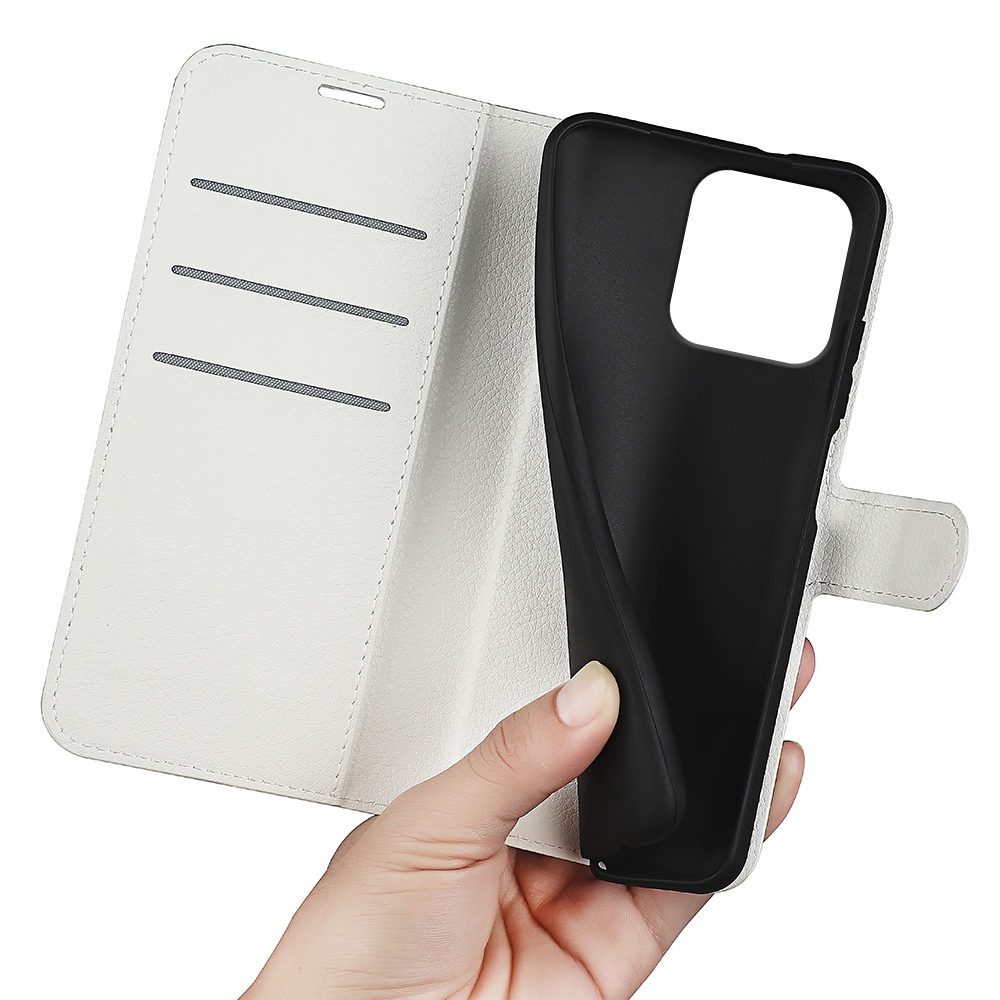 Litchi knižkové púzdro na Motorola Moto G86 Power 5G - biele