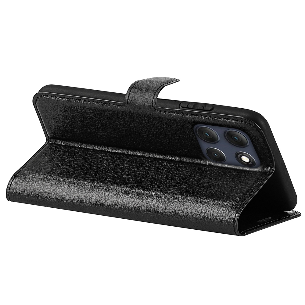 Litchi knižkové púzdro na Motorola Moto G86 Power 5G - čierne