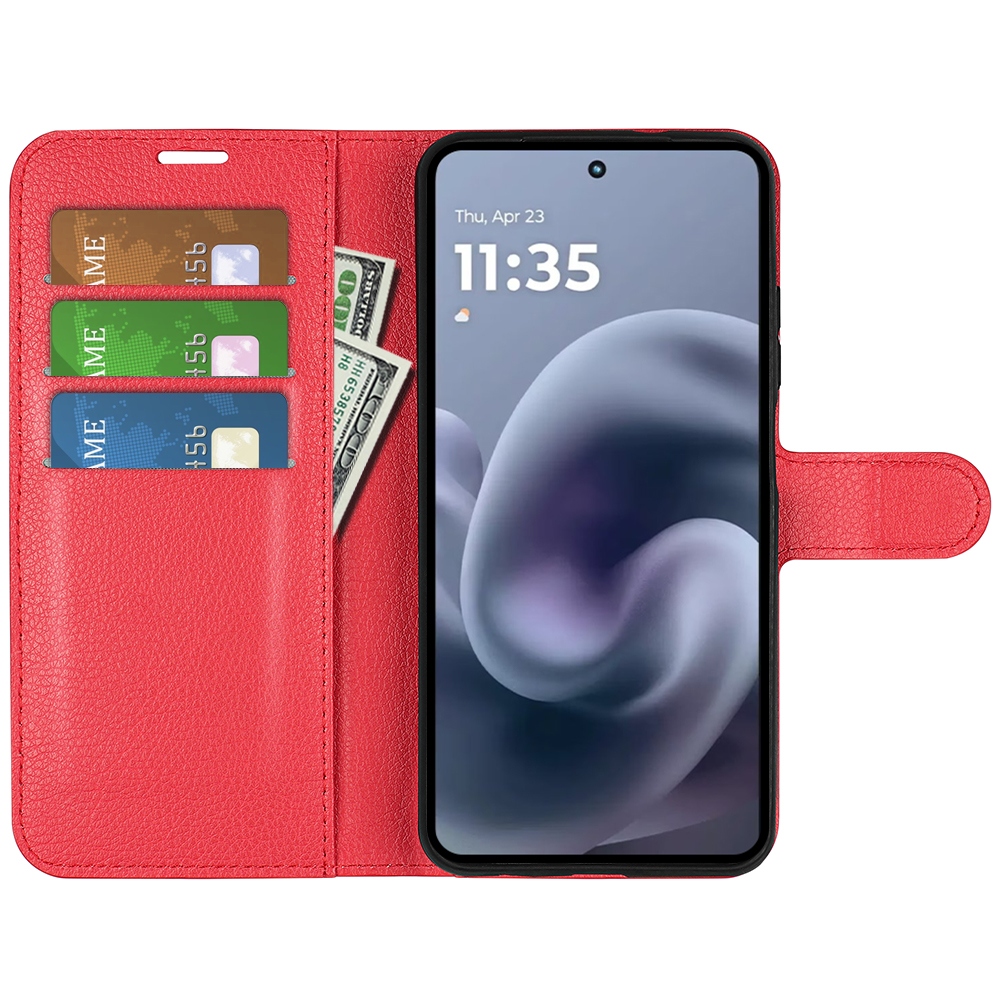 Litchi knižkové púzdro na Motorola Moto G86 Power 5G - červené