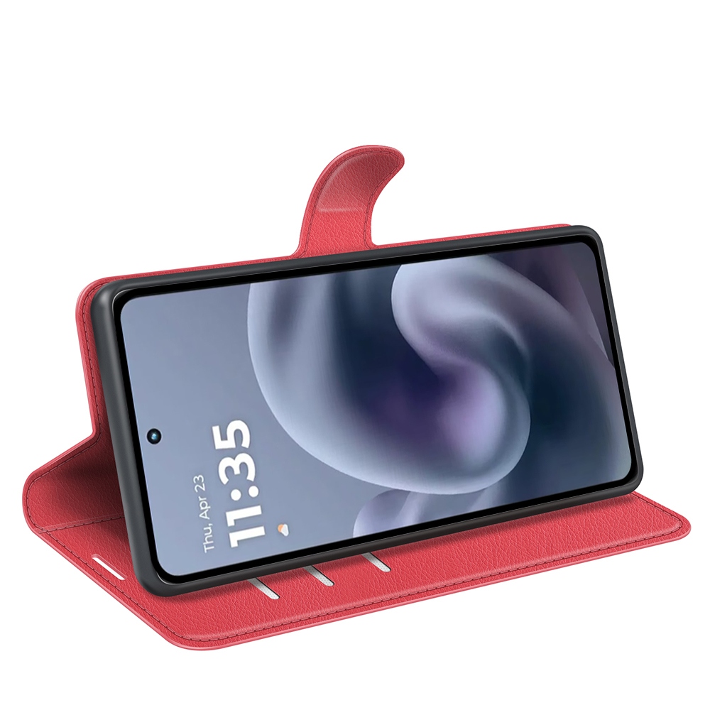 Litchi knižkové púzdro na Motorola Moto G86 Power 5G - červené