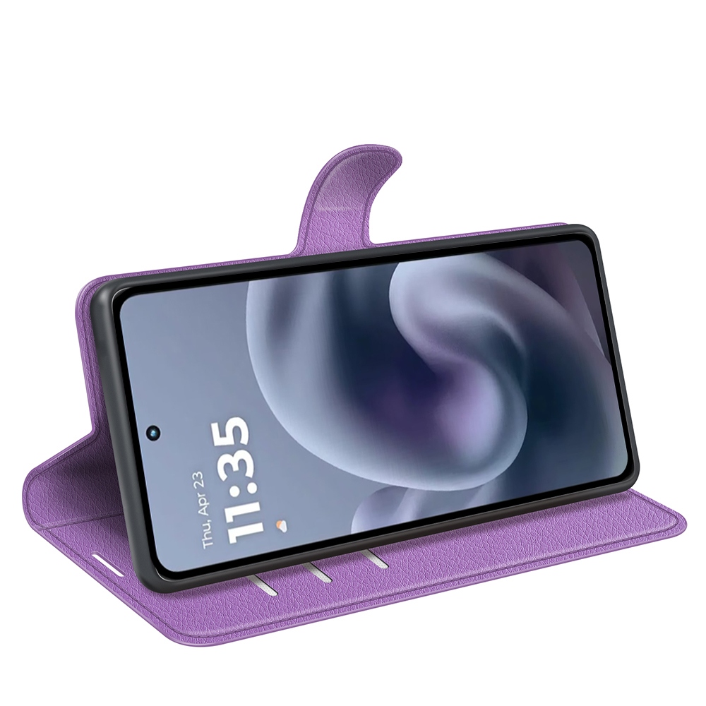 Litchi knižkové púzdro na Motorola Moto G86 Power 5G - fialové