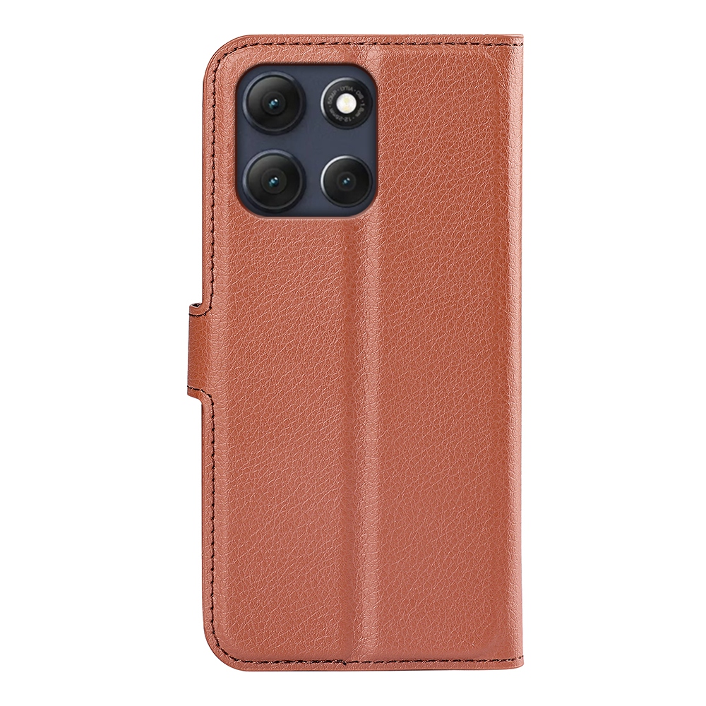 Litchi knižkové púzdro na Motorola Moto G86 Power 5G - hnedé