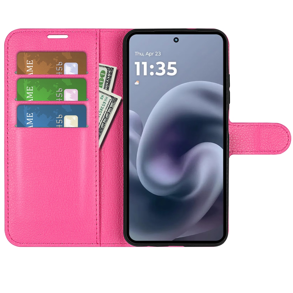 Litchi knižkové púzdro na Motorola Moto G86 Power 5G - rose