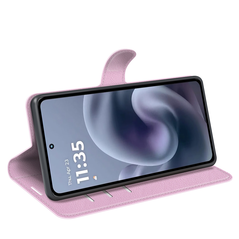 Litchi knižkové púzdro na Motorola Moto G86 Power 5G - ružové