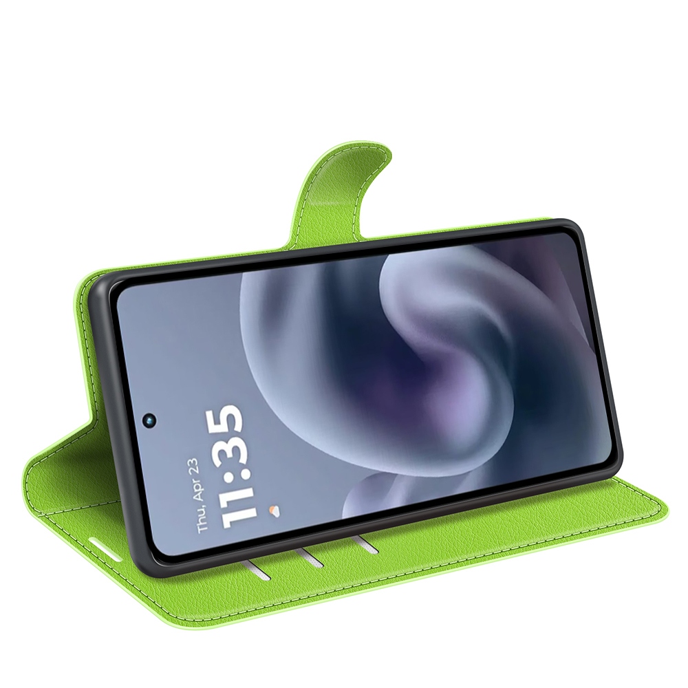 Litchi knižkové púzdro na Motorola Moto G86 Power 5G - zelené