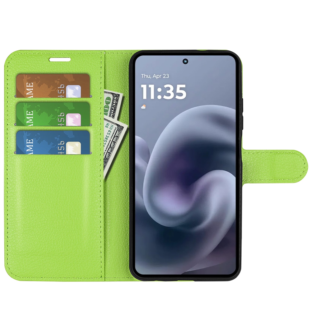 Litchi knižkové púzdro na Motorola Moto G86 Power 5G - zelené