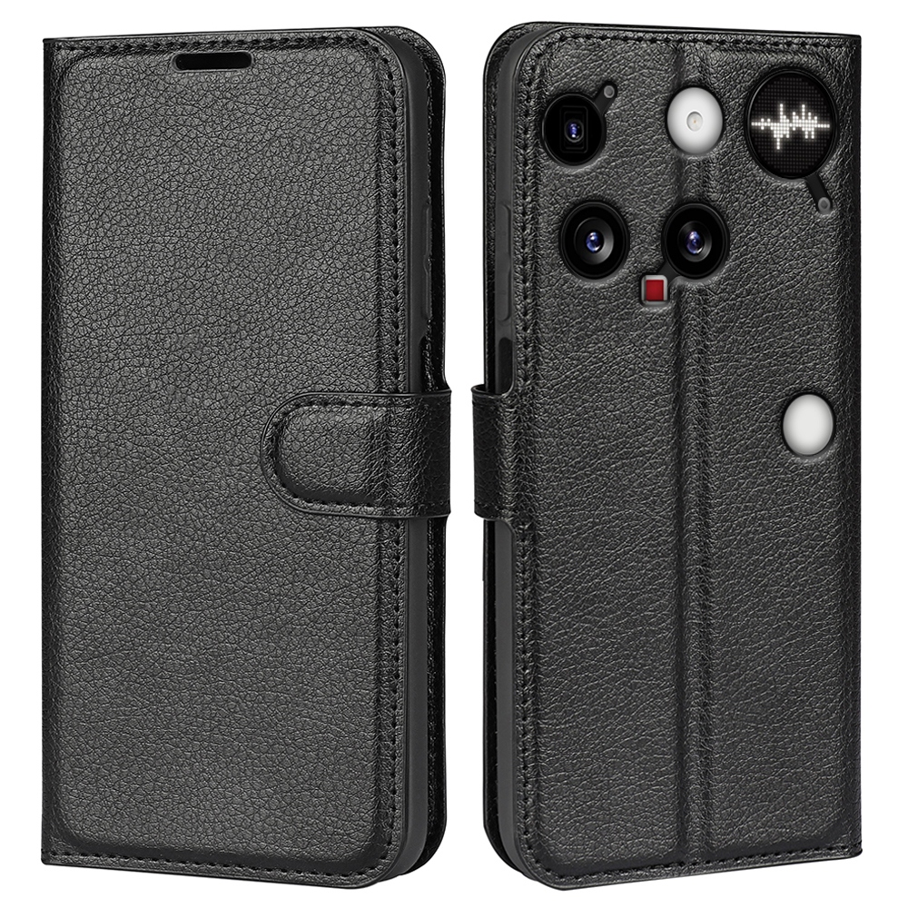 Litchi knižkové púzdro na Nothing Phone (3) 5G - čierne