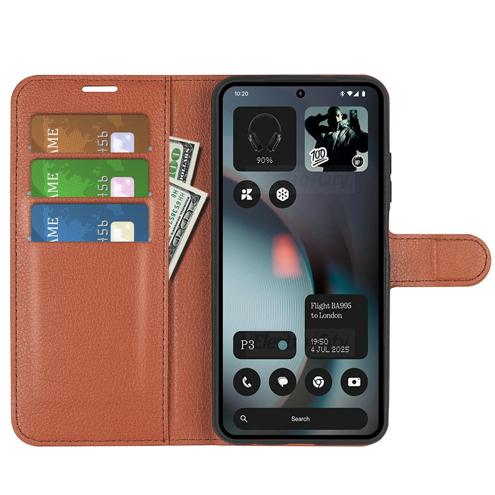 Litchi knižkové puzdro na Nothing Phone (3) 5G - hnedé