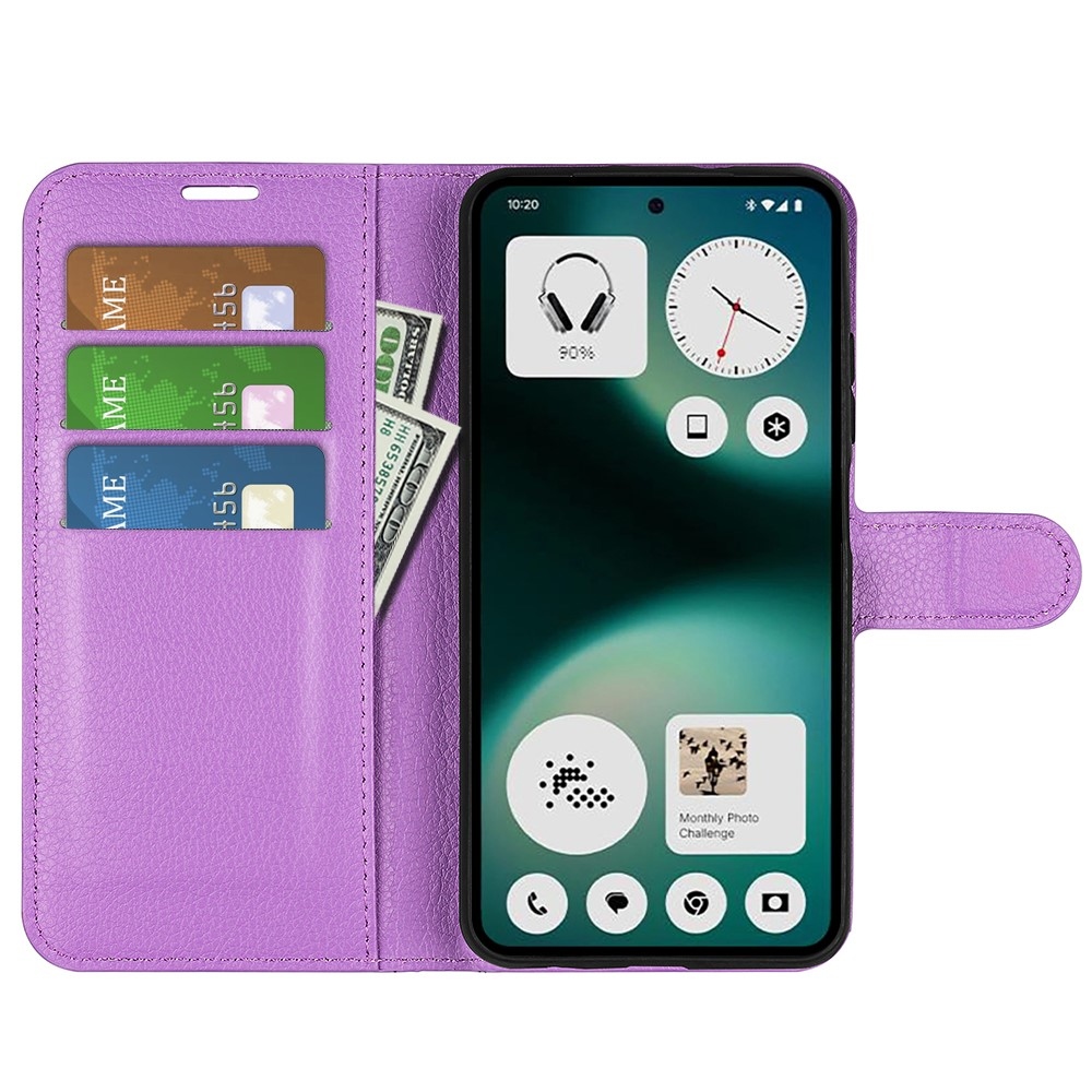 Litchi knižkové puzdro na Nothing Phone (3a) Lite 5G - fialové