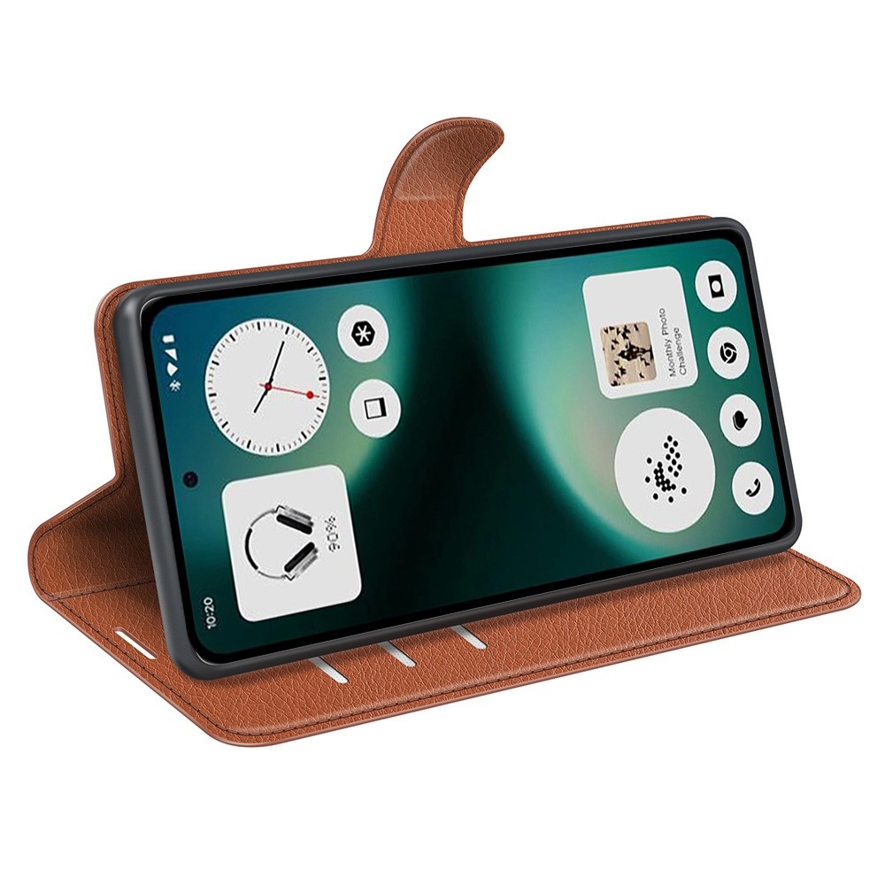 Litchi knižkové puzdro na Nothing Phone (3a) Lite 5G - hnedé