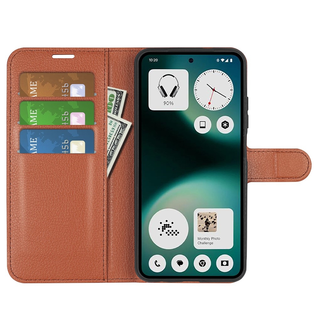 Litchi knižkové puzdro na Nothing Phone (3a) Lite 5G - hnedé