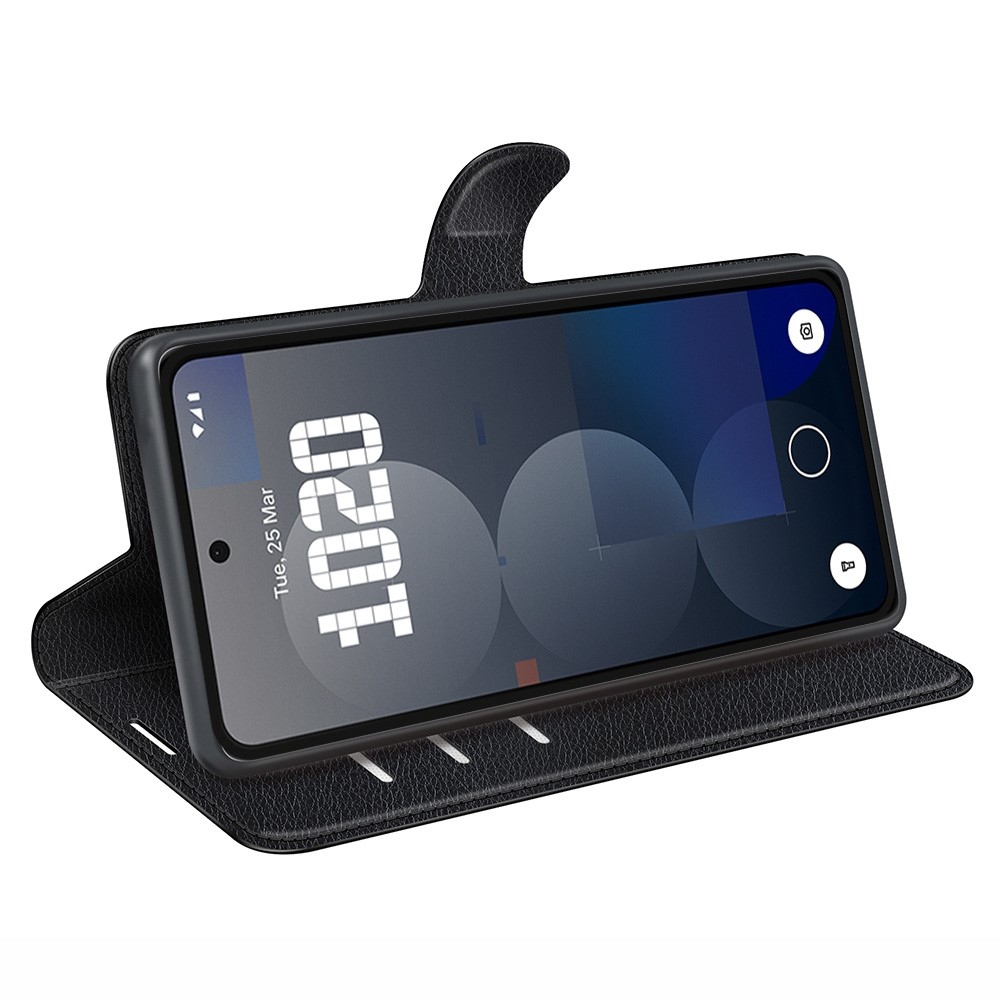 Litchi knižkové puzdro na Nothing Phone (3a) Pro - čierne