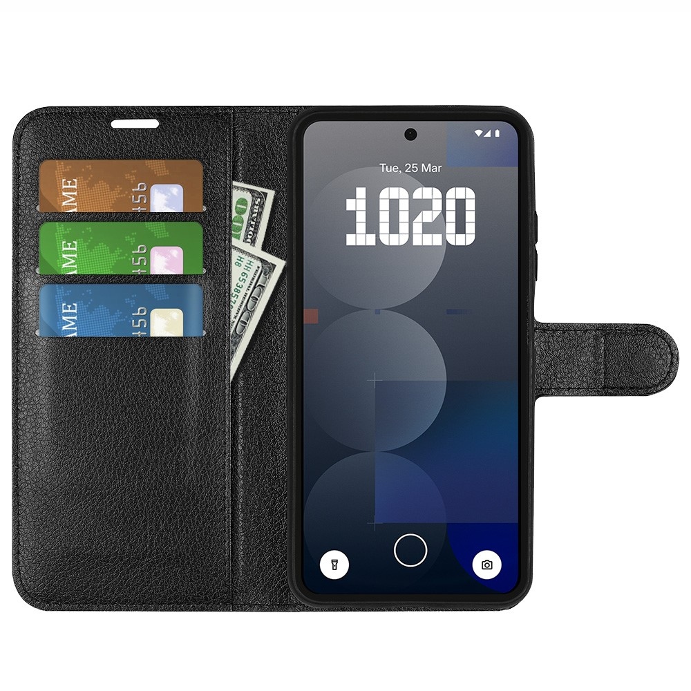 Litchi knižkové puzdro na Nothing Phone (3a) Pro - čierne