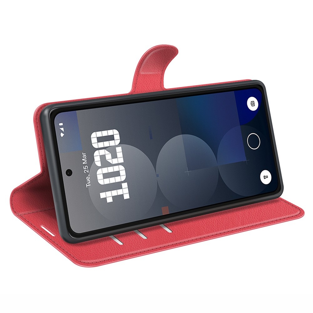 Litchi knižkové puzdro na Nothing Phone (3a) Pro - červené