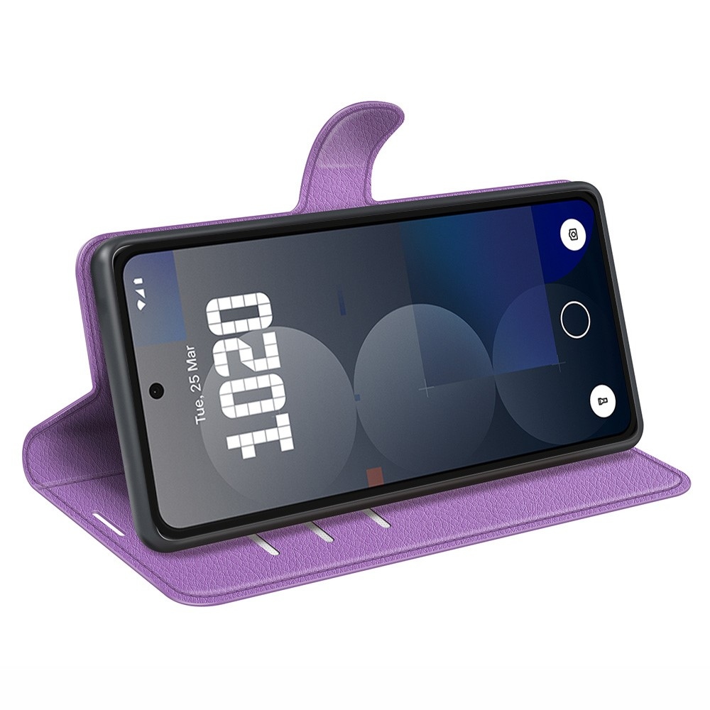 Litchi knižkové puzdro na Nothing Phone (3a) Pro - fialové