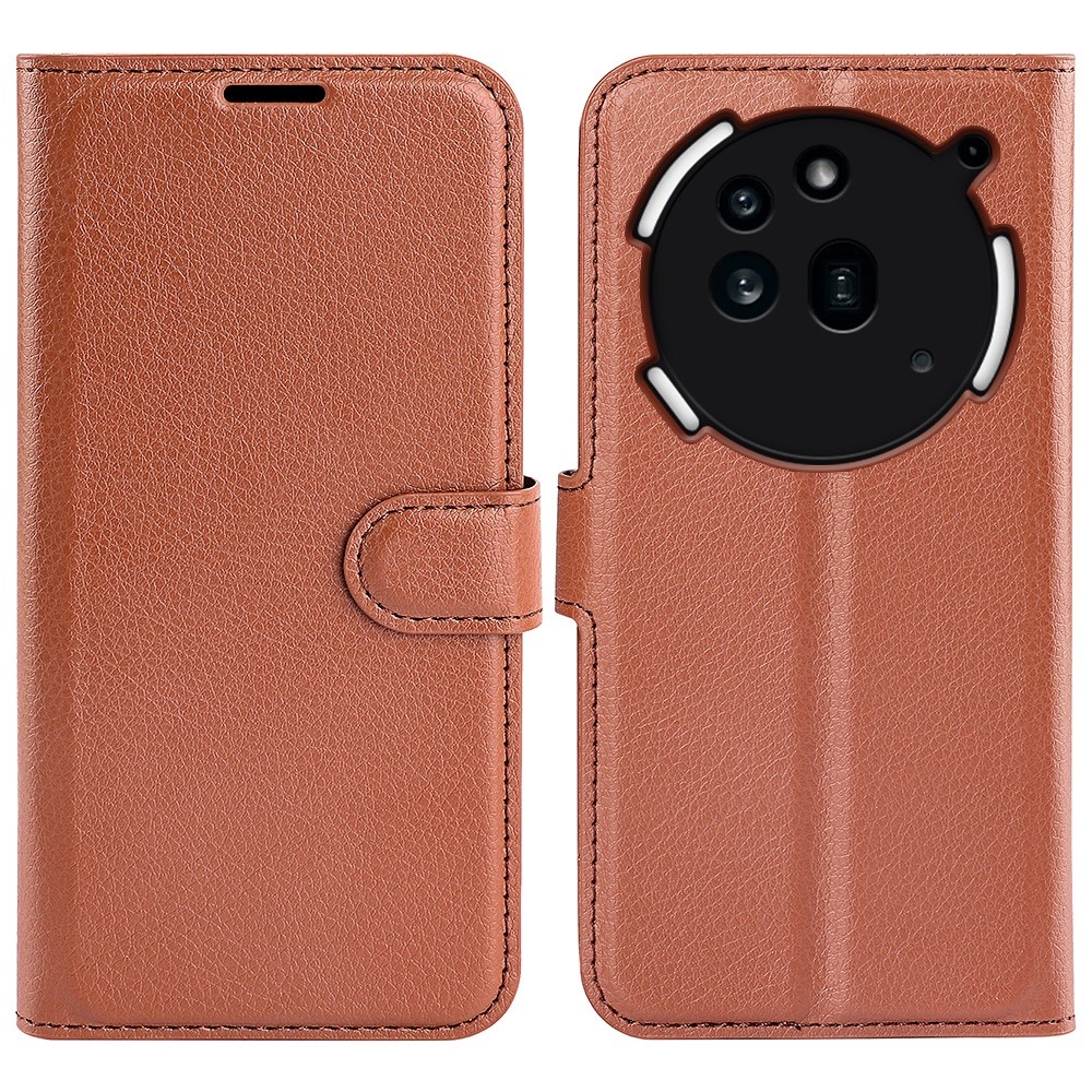 Litchi knižkové puzdro na Nothing Phone (3a) Pro - hnedé
