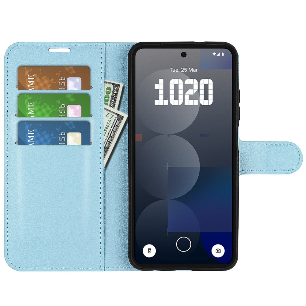 Litchi knižkové puzdro na Nothing Phone (3a) Pro - modré