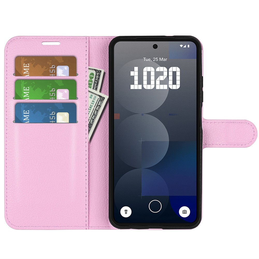 Litchi knižkové puzdro na Nothing Phone (3a) Pro - ružové