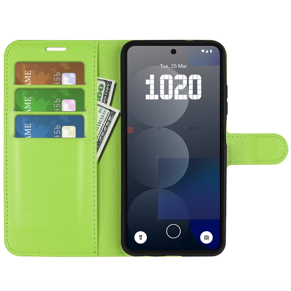Litchi knižkové puzdro na Nothing Phone (3a) Pro - zelené