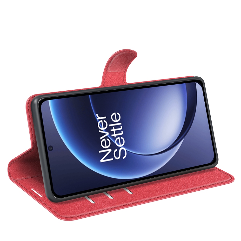Litchi knižkové puzdro na OnePlus 15 5G - červené