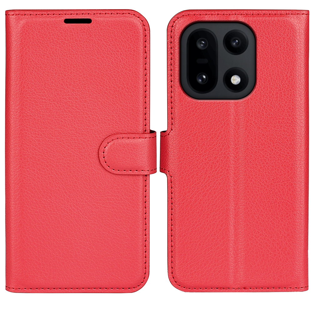 Litchi knižkové puzdro na OnePlus 15 5G - červené