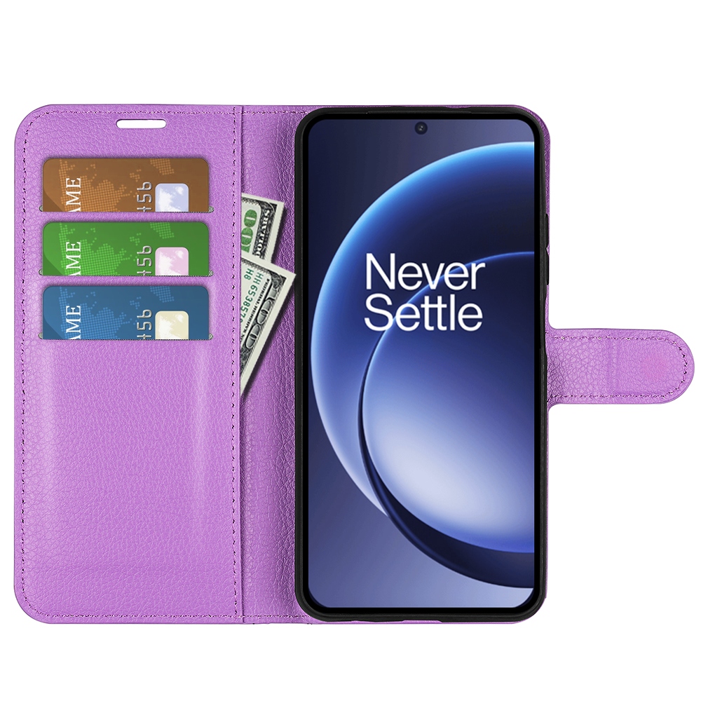 Litchi knižkové puzdro na OnePlus 15 5G - fialové