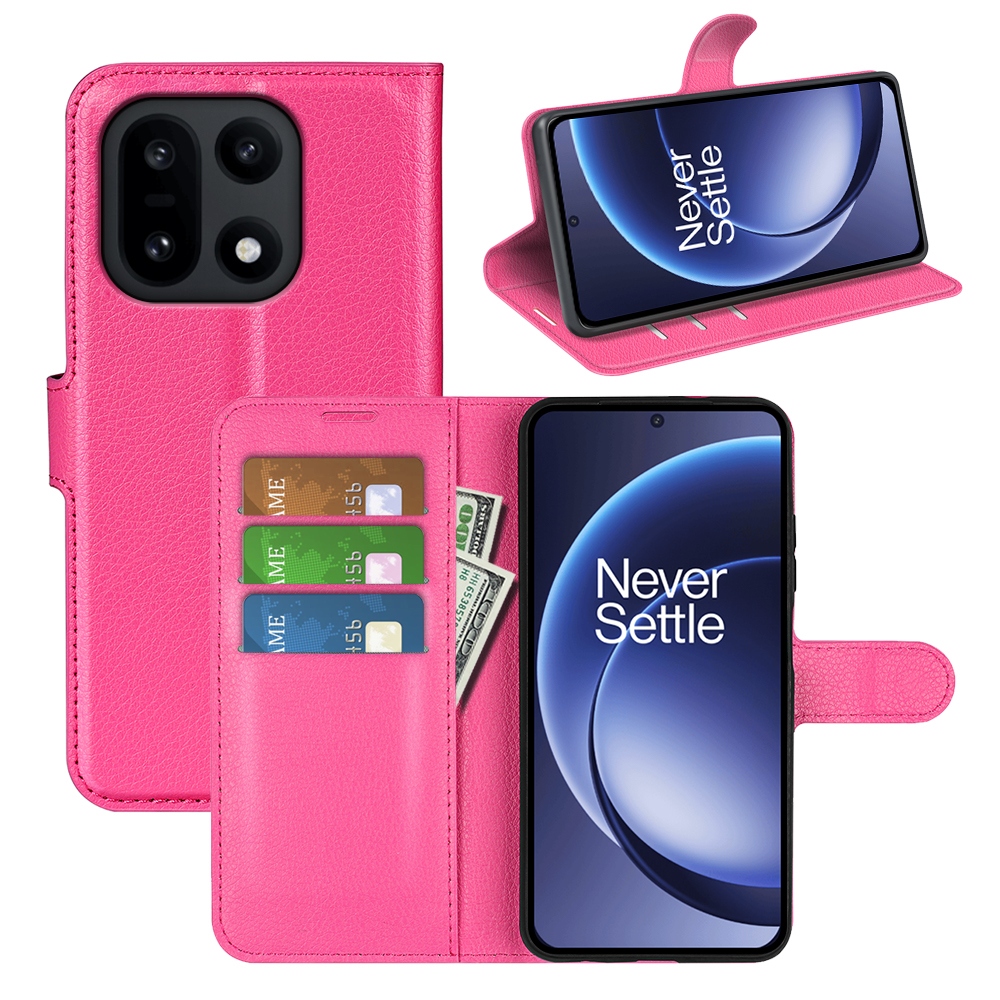 Litchi knižkové puzdro na OnePlus 15 5G - rose