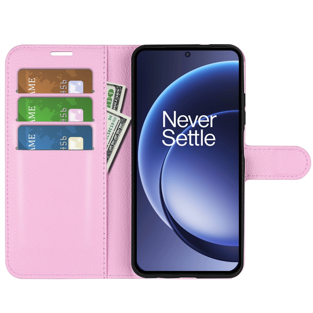 Litchi knižkové puzdro na OnePlus 15 5G - ružové